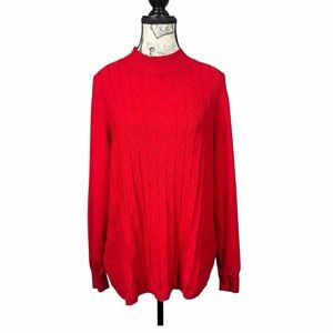 Allison Daley Bold Red Cable Knit Vintage Style Sweater Size XL